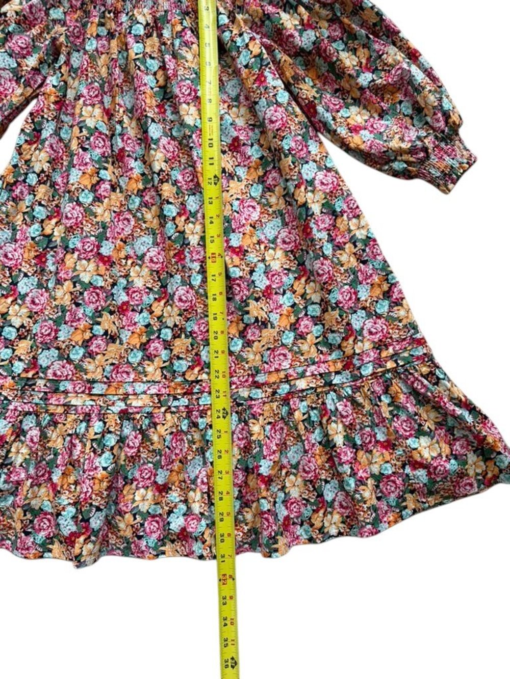 Anthropologie Maeve Floral Mini Dress XS Puff Sleeve Cotton Boho. - Picture 10 of 10
